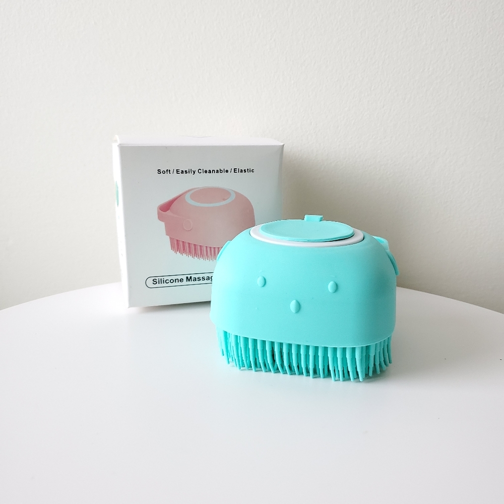 Blue Shower Brush Soft Durable Silicone
